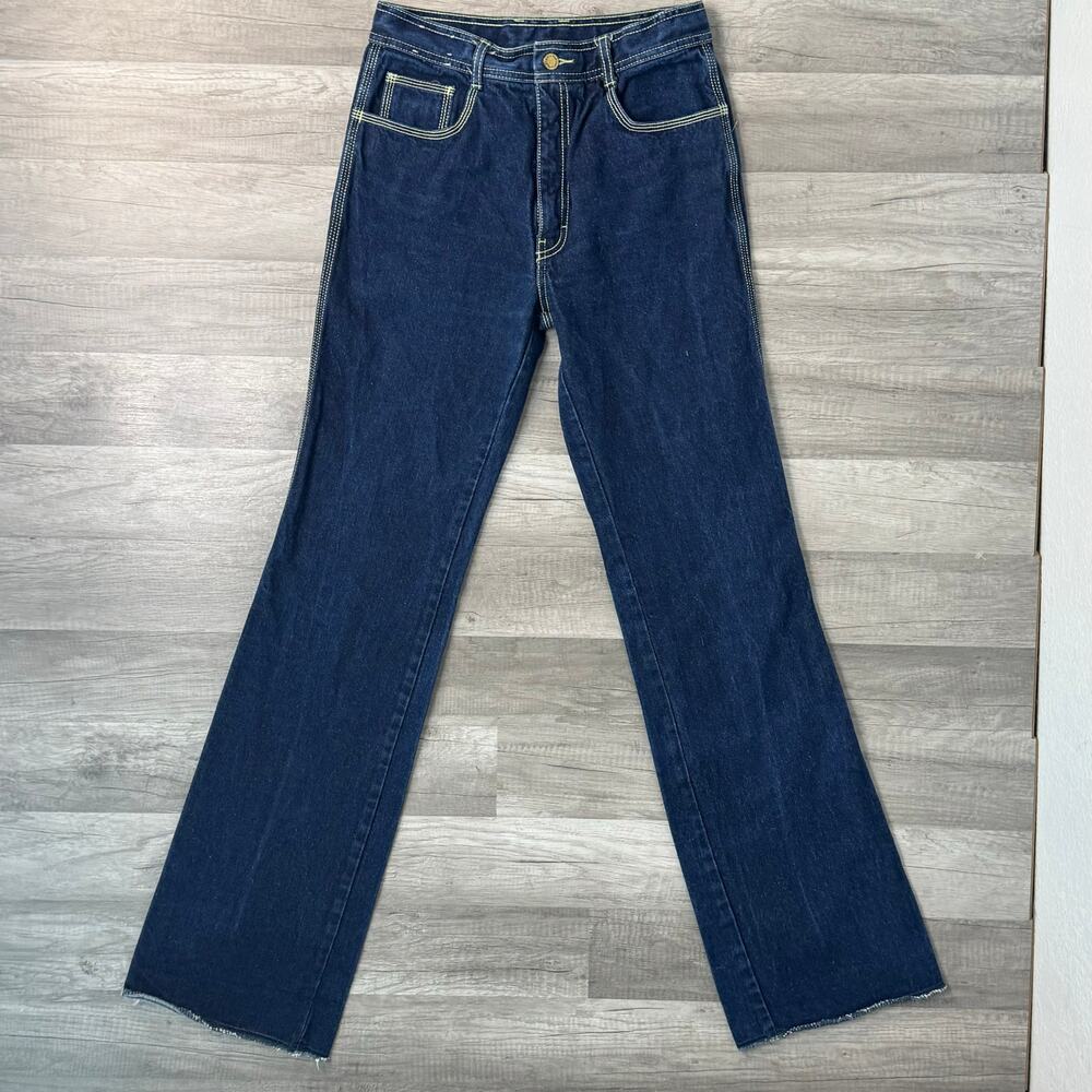 29X34.5 Vintage 80s 90s Alessio Jeans Flare Long Western Dark Wash - Picture 8 of 8